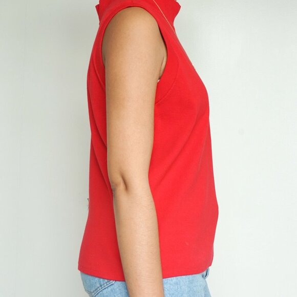 Red Turtleneck Tank Top | Sleeveless Red Summer Top - Picture 6 of 8